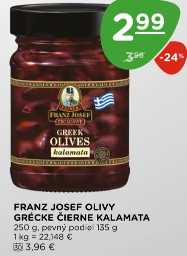 Franz Josef olivy grécke čierne Kalamata