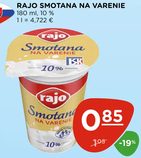 Rajo Smotana na varenie 10%
