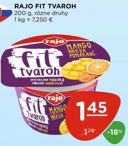 Rajo Fit tvaroh mango s pomarančom