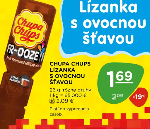 Chupa Chups lízanka s ovocnou šťavou