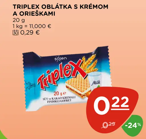 Triplex oblátka s krémom a orieškami