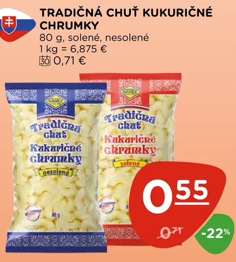 Tradičná chuť kukuričné chrumky