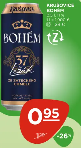 Krušovice Bohem plechovka