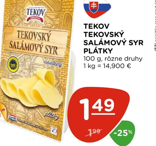 Tekovský Salámový syr plátky
