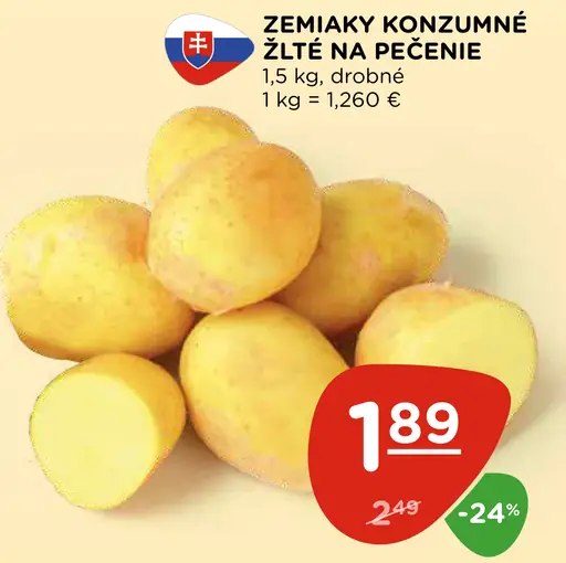 Zemiaky konzumné žlté na pečenie