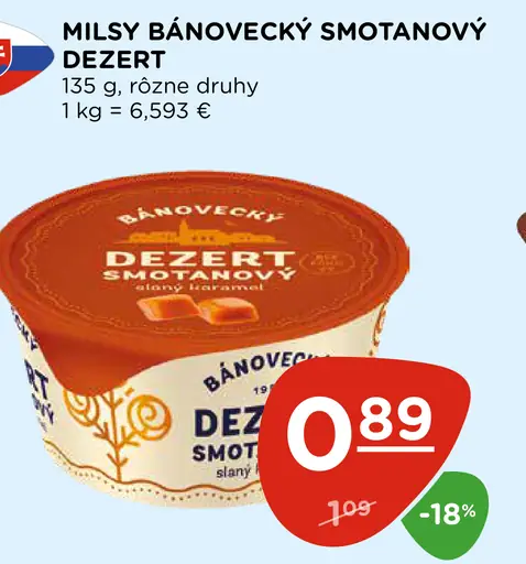 Milsy Báňovecký smotanový dezert