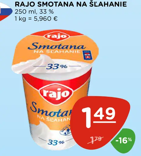 Rajo smotana na šľahanie