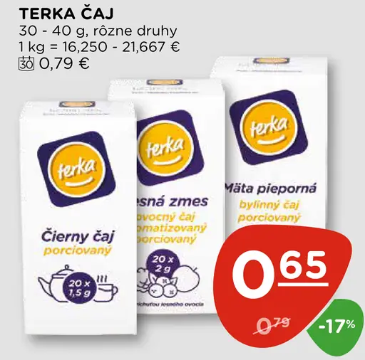 Terka čaj čierny čaj porcovaný