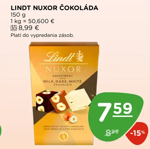 Lindt Nuxor Orechová mliečna čokoláda Gianduja