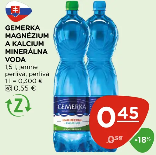 Gemerká Magnezium a Kalcium Minerálna voda