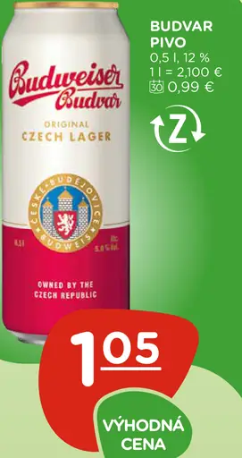 Budvar Tmavý ležiak pivo