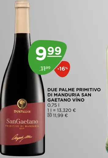 Due Palme Primitivo di Manduria San Gaetano víno