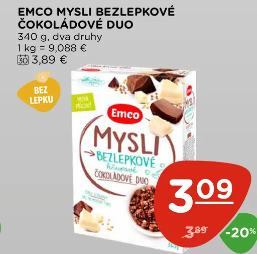 Emco Mysli bezlepkové čokoládové duo