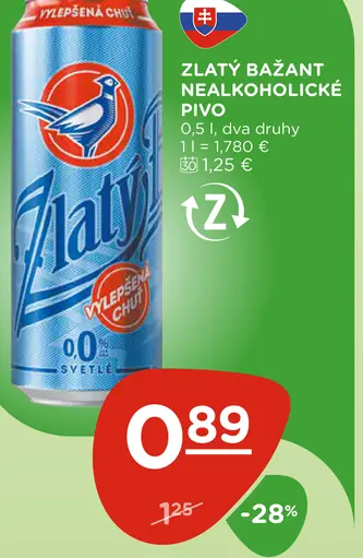Zlatý Bažant Tmavé výčapné pivo plechovka