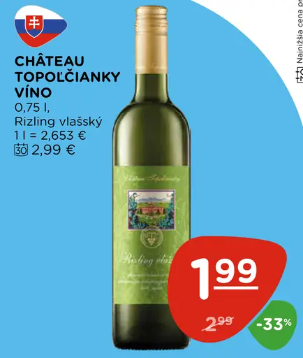 Château Topoľčianky víno Rizling vlašský