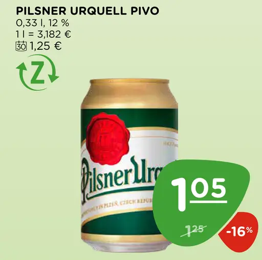 Pilsner Urquell pivo plechovka