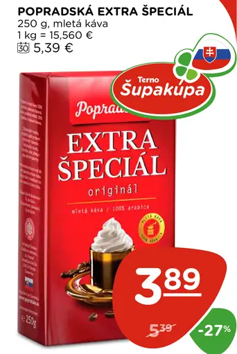 Popradská Extra špeciál originál mletá káva