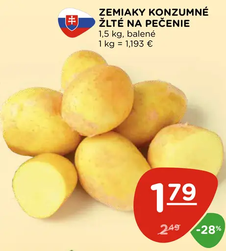 Zemiaky konzumné žlté na pečenie