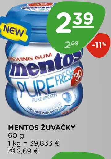 Mentos žuvačky Pure Fresh