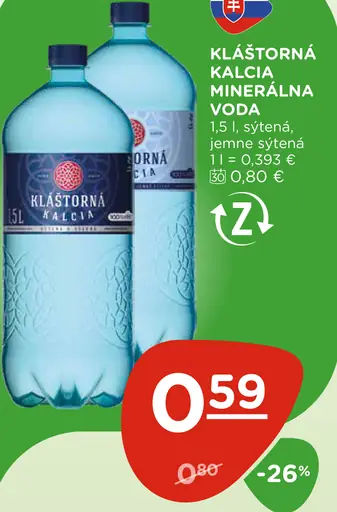 Kláštorná Kalcia minerálna voda