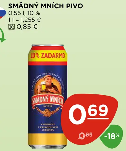 Smädný mních pivo plechovka