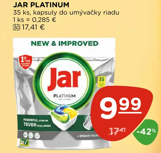 Jar Platinum kapsuly do umývačky riadu