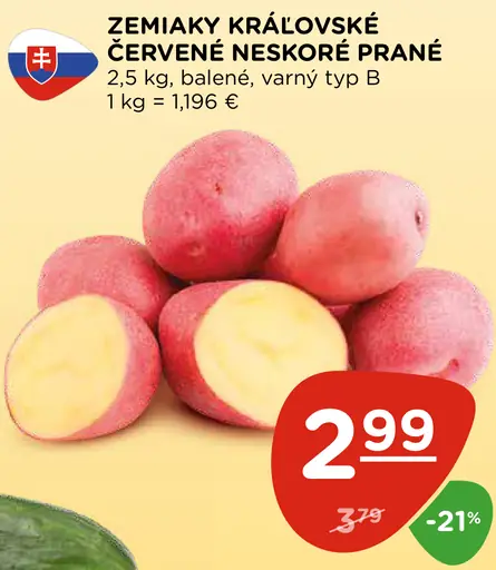 Zemiaky kráľovské červené neskoré prané