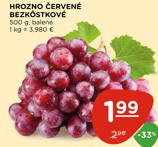 Hrozno červené bezkôstkové
