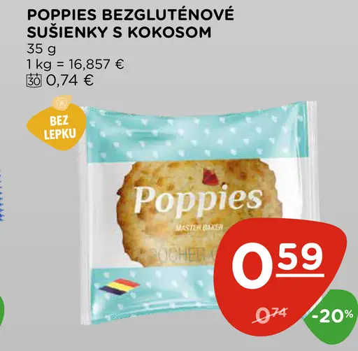 Poppies bezgluténové sušienky s kokosom