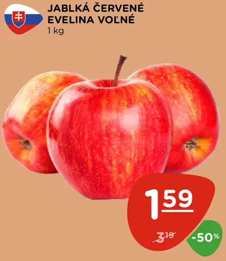 Jablká červené Evelina voľne