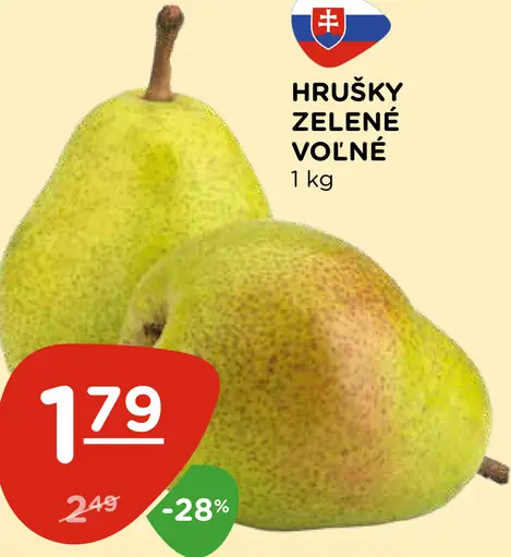 Hrušky zelené voľne