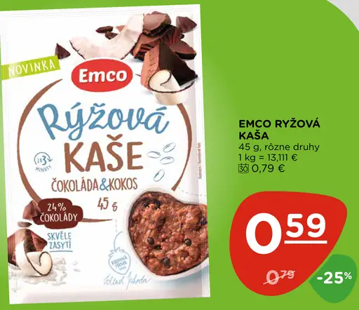 Emco Ryžová kaša čokoláda & kokos