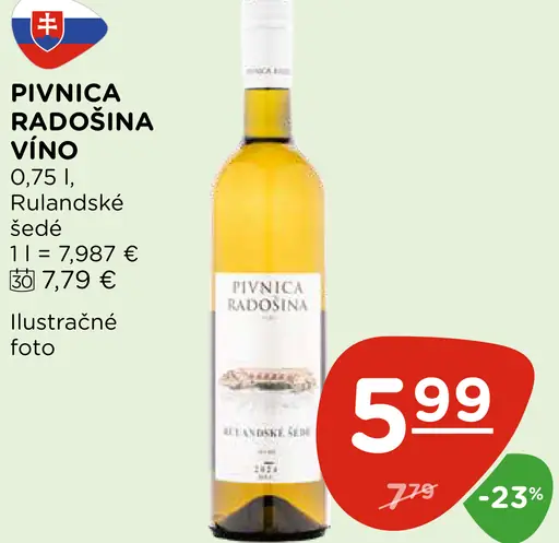 Pivnica Radošina Vino Rulandské šedé