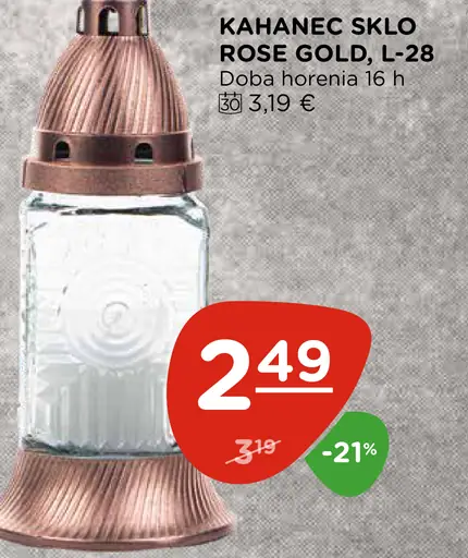 Kahanec sklo rose gold, L-28