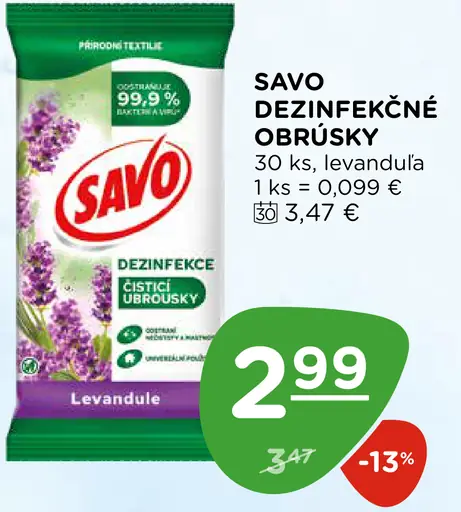 Savo dezinfekčné obrúsky levanduľa