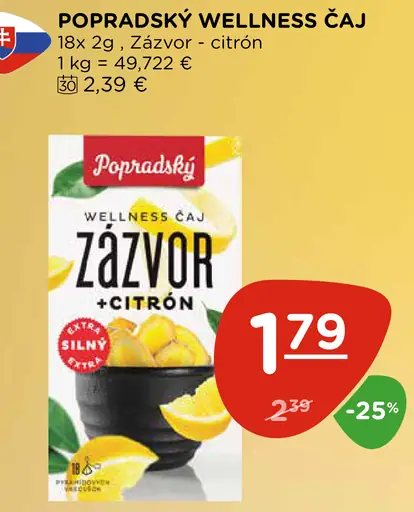 Popradský Wellness Čaj zázvor + citrón