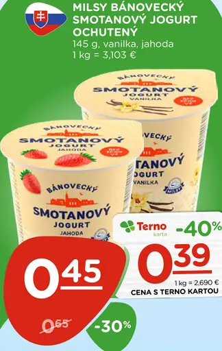 Milsy Bánovecký smotanový jogurt marhuľa