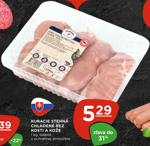 Kuracie stehná chladené bez kosti a kože