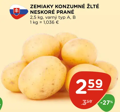 Zemiaky konzumné žlté neskoré
