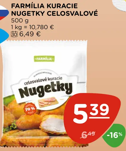 Farmília kuracie nugetky celosvalové