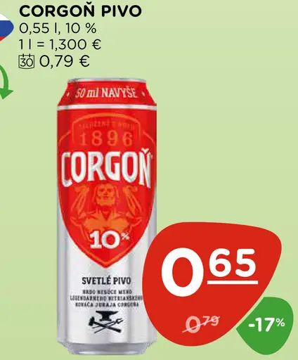 Corgoň pivo plechovka