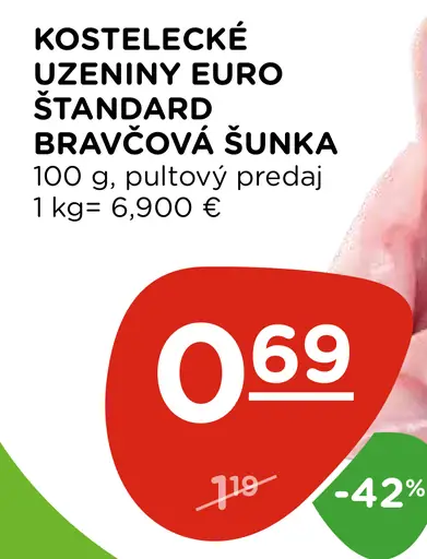Kostelecké Uzeniny Euro štandard bravčová šunka