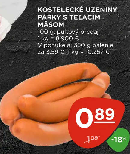 Kostelecké uzeniny párky s teľacím mäsom