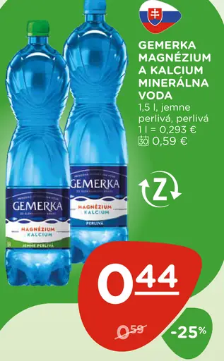 Gemerká Magnezium a Kalcium Minerálna voda