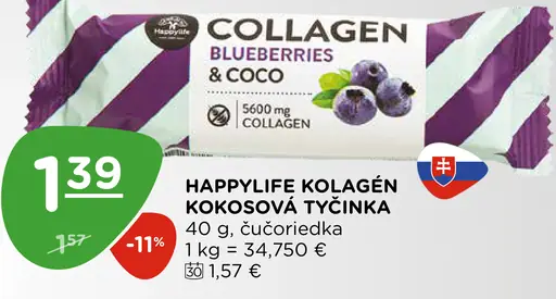 Happylife kolagén kokosová tyčinka