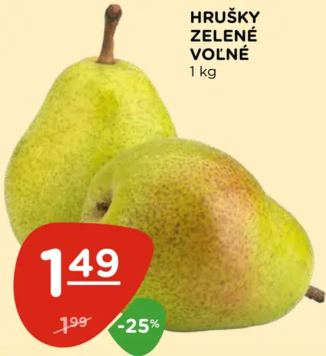 Hrušky zelené voľne