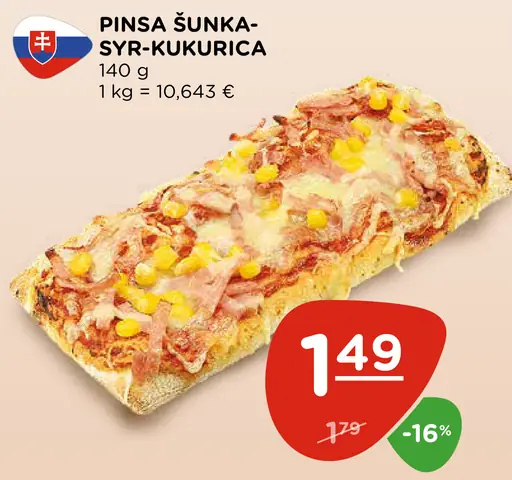 Pinsa šunka-syr-kukurica