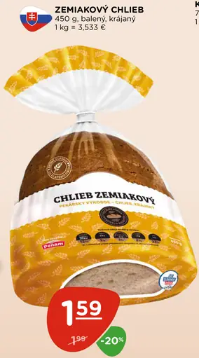 Zemiakový chlieb krájaný