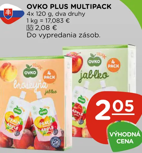 Ovko Plus multipack jablko hruška broskyňa