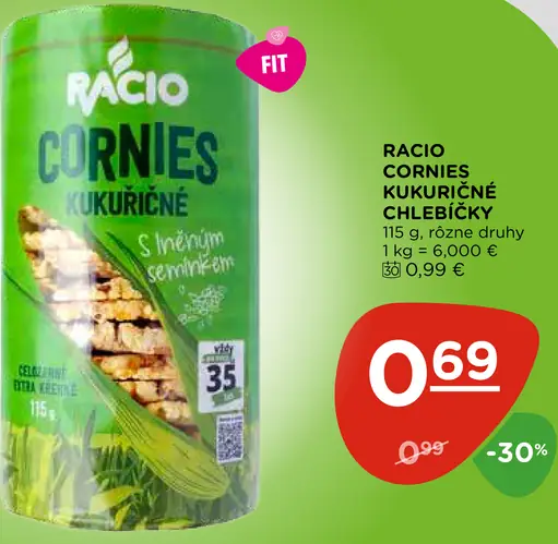 Racio Cornies kukuričné chlebíčky s ľanovým semienkom